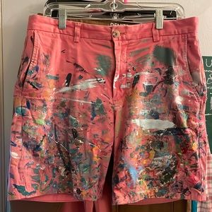 Artist’s paint splattered custom Vineyard Vines shorts